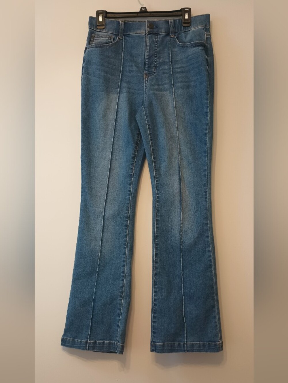 Stitch Star Blue Pull On Flare Jeans with Center Seams M